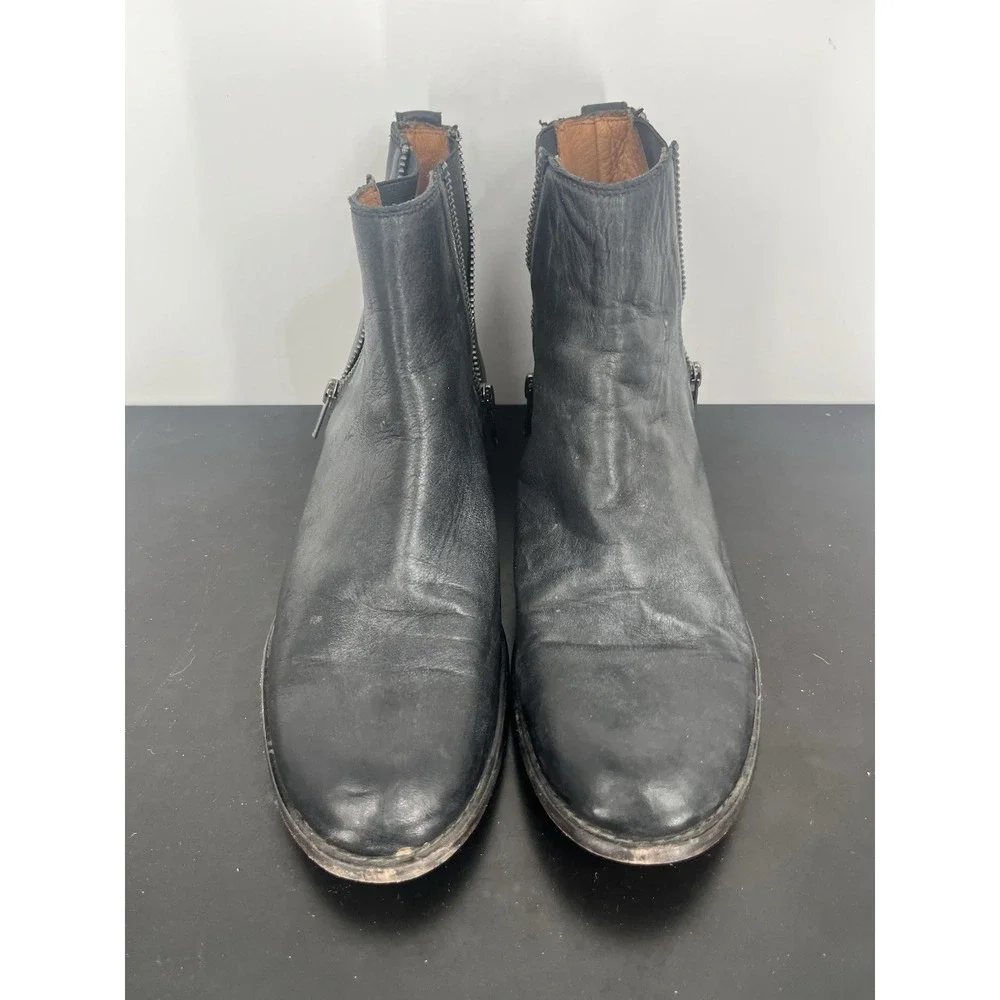 FRYE Carly Boots Womens 9.5 B Casual Side Zip Chelsea Ankle Bootie Black Leather